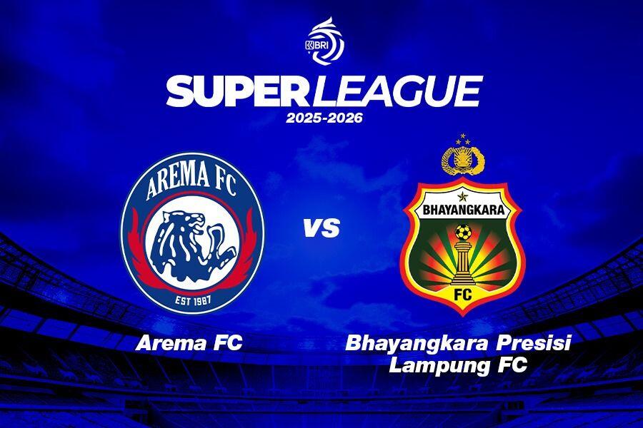 Arema FC vs Bhayangkara Presisi Lampung FC di Super League 2025-2026. (Grafis: Kevin Bagus Prinusa/Skor.id)