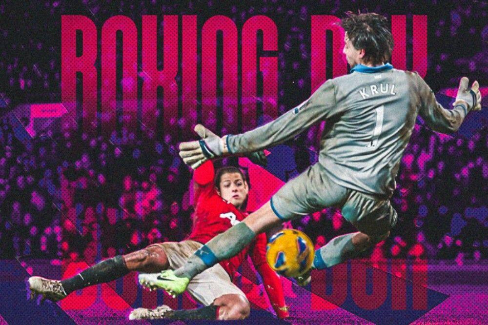 Javier Hernandez mencetak gol ke gawang Newcastle United yang dijaga Tim Krull yang membuat Manchester United menang dramatis di laga Boxing Day, 2012 silam. (Hendy Andika/Skor.id).