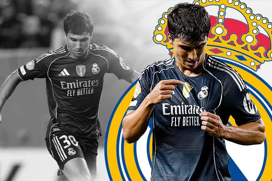 Penyerang Real Madrid, Gonzalo Garcia. (Grafis: Deni Sulaeman/Skor.id).