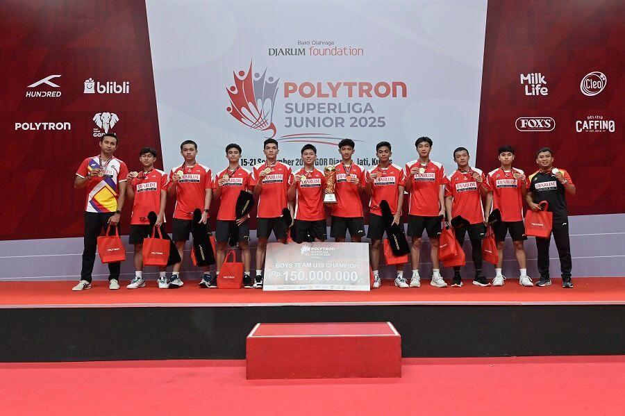 Tim U-19 Putra PB Djarum meraih gelar Piala Liem Swie King. (Superliga Junior 2025)