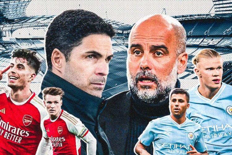 Prediksi dan Link Live Streaming Arsenal vs Manchester City di Piala Liga Inggris 2025-2026. (Grafis: Skor.id) 