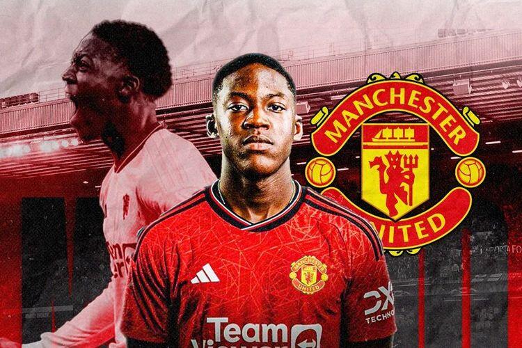 Gelandang Manchester United, Kobbie Mainoo. (Grafis: Dede Sopatal Mauladi/Skor.id) Sumber: