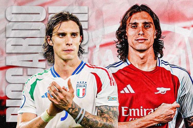 Hari berat Riccardo Calafiori bersama Arsenal dan Timnas Italia. (Grafis Skor.id)